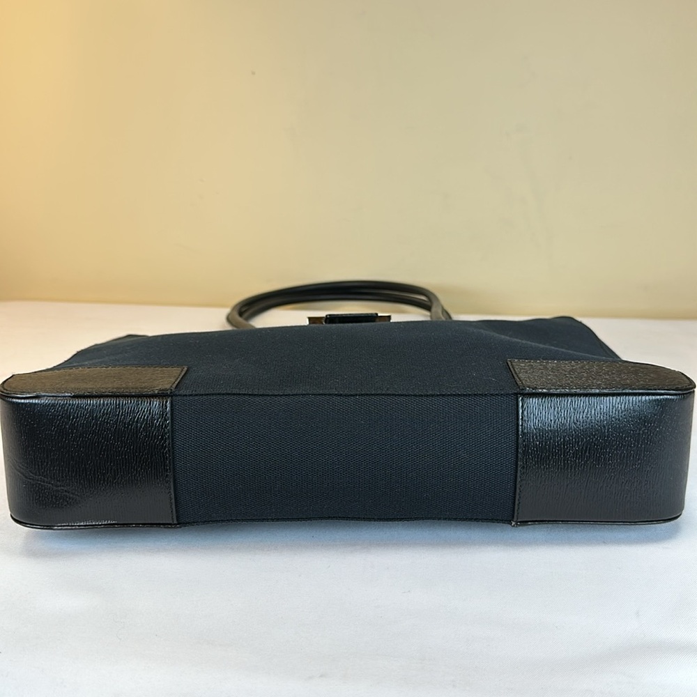 Gucci Black Canvas & Leather Tote with Silver G Buckle - Picture 8 of 15